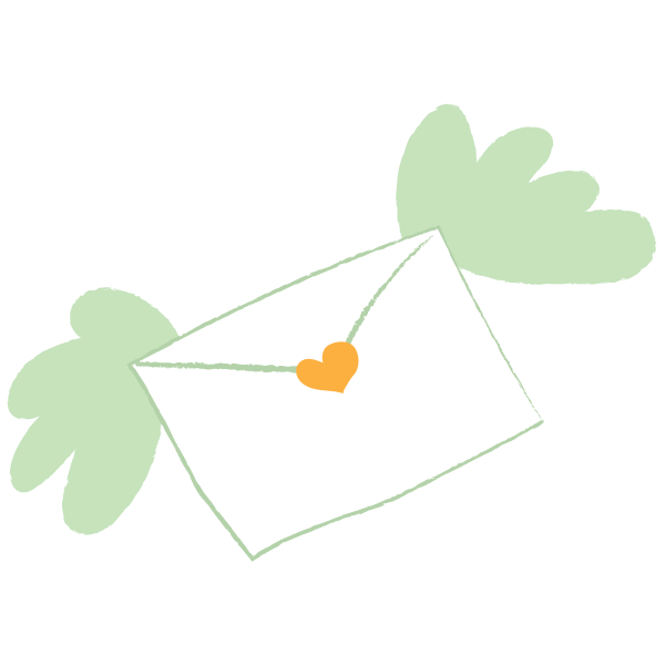 Illustration of an envelope with little green wings
